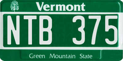VT license plate NTB375