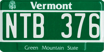 VT license plate NTB376