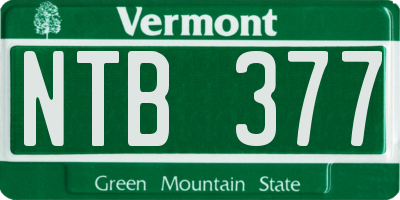 VT license plate NTB377