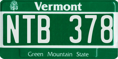 VT license plate NTB378