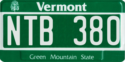VT license plate NTB380