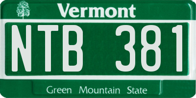 VT license plate NTB381