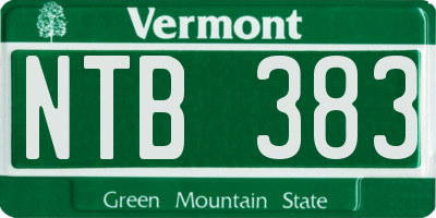 VT license plate NTB383