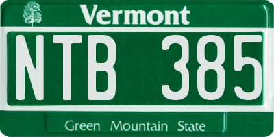 VT license plate NTB385