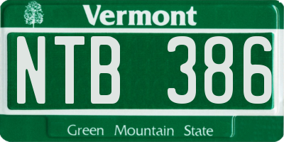 VT license plate NTB386