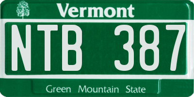 VT license plate NTB387