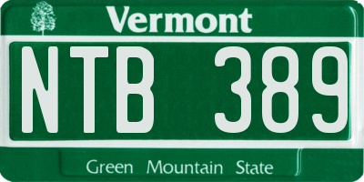 VT license plate NTB389