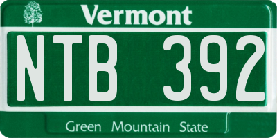 VT license plate NTB392