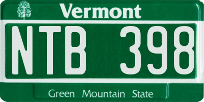 VT license plate NTB398