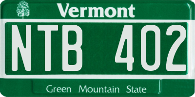 VT license plate NTB402