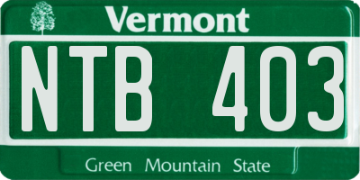 VT license plate NTB403