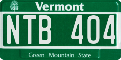 VT license plate NTB404