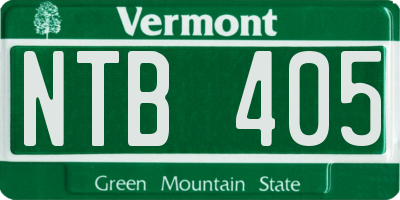 VT license plate NTB405