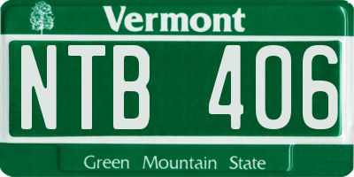 VT license plate NTB406
