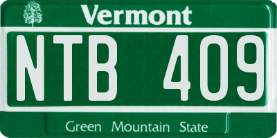 VT license plate NTB409