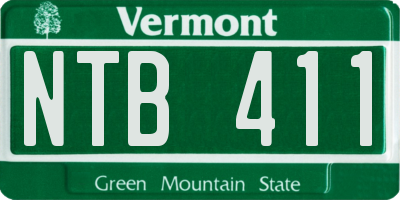 VT license plate NTB411