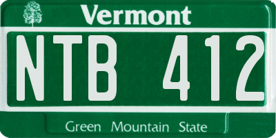 VT license plate NTB412