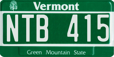 VT license plate NTB415