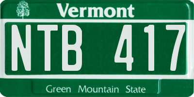 VT license plate NTB417