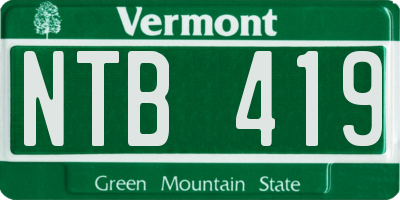 VT license plate NTB419