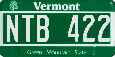 VT license plate NTB422