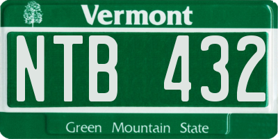 VT license plate NTB432
