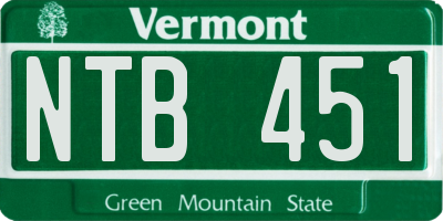 VT license plate NTB451