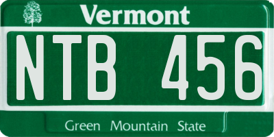 VT license plate NTB456