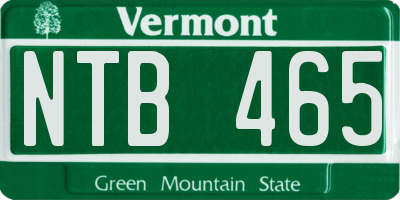 VT license plate NTB465