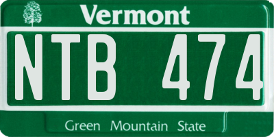 VT license plate NTB474