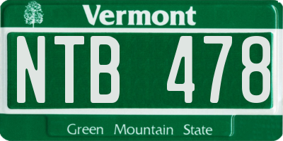 VT license plate NTB478