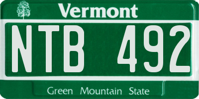 VT license plate NTB492