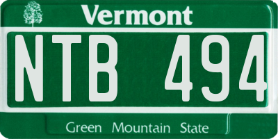 VT license plate NTB494