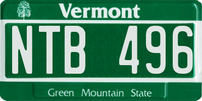 VT license plate NTB496
