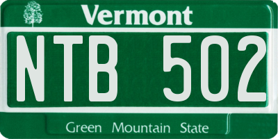 VT license plate NTB502