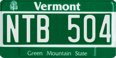 VT license plate NTB504