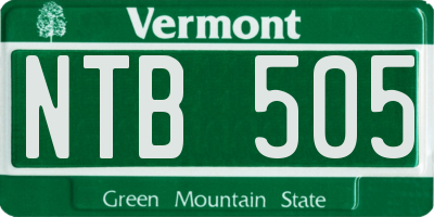 VT license plate NTB505