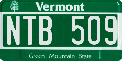 VT license plate NTB509