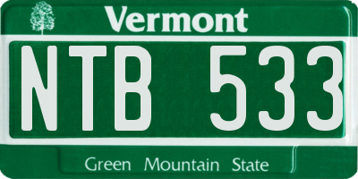VT license plate NTB533