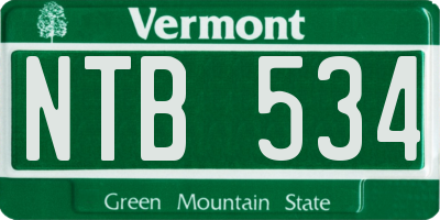 VT license plate NTB534