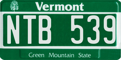 VT license plate NTB539