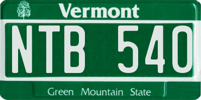 VT license plate NTB540