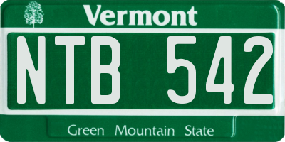 VT license plate NTB542