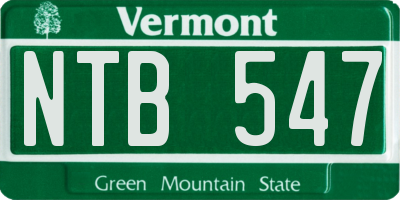 VT license plate NTB547