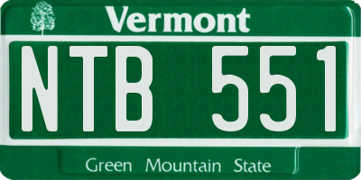 VT license plate NTB551