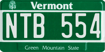 VT license plate NTB554