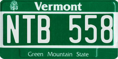 VT license plate NTB558