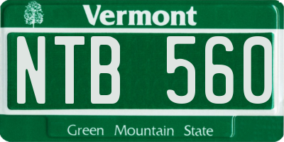 VT license plate NTB560
