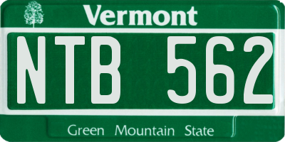 VT license plate NTB562
