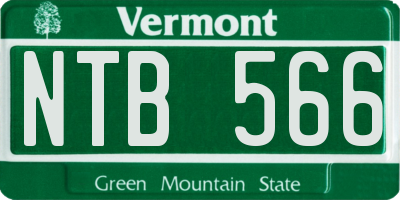 VT license plate NTB566